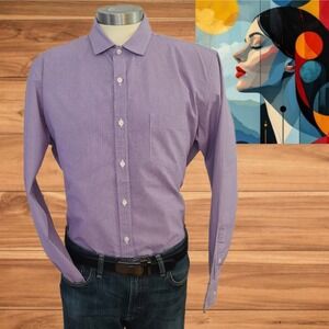 Thompson Shirtings by J.CREW Dress Shirt Men's‎  Long Sleeve Purple Check Sz XL